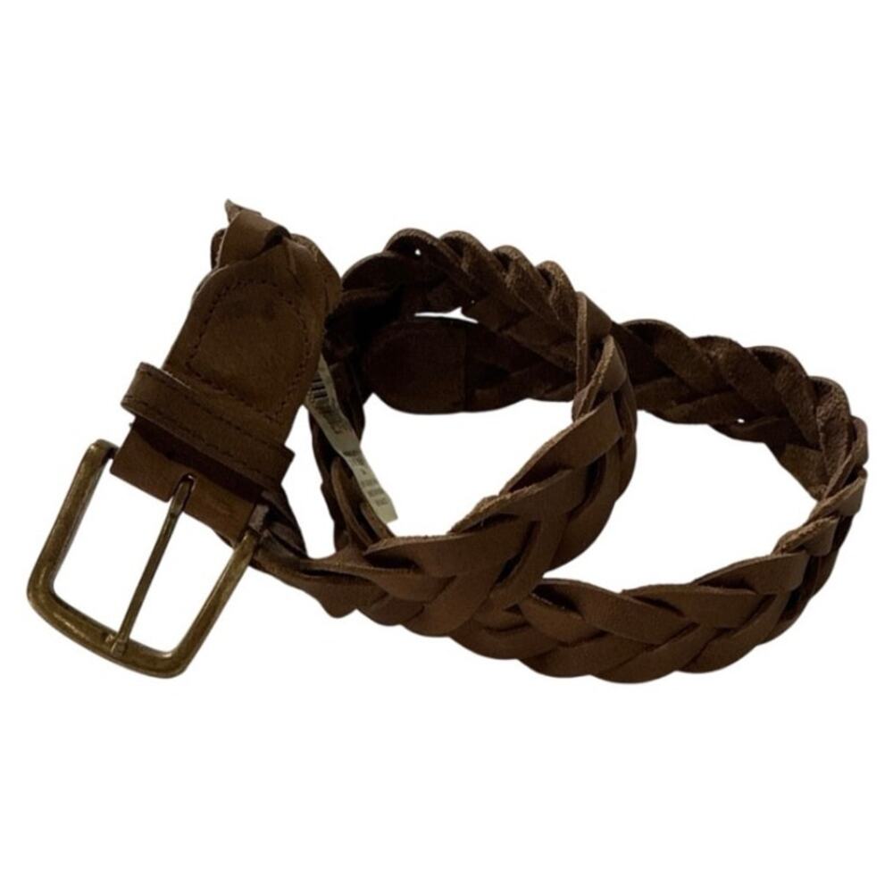 Old Navy Brown Braided Genuine Leather Belt 34 Boho Western Coastal Cowgirl